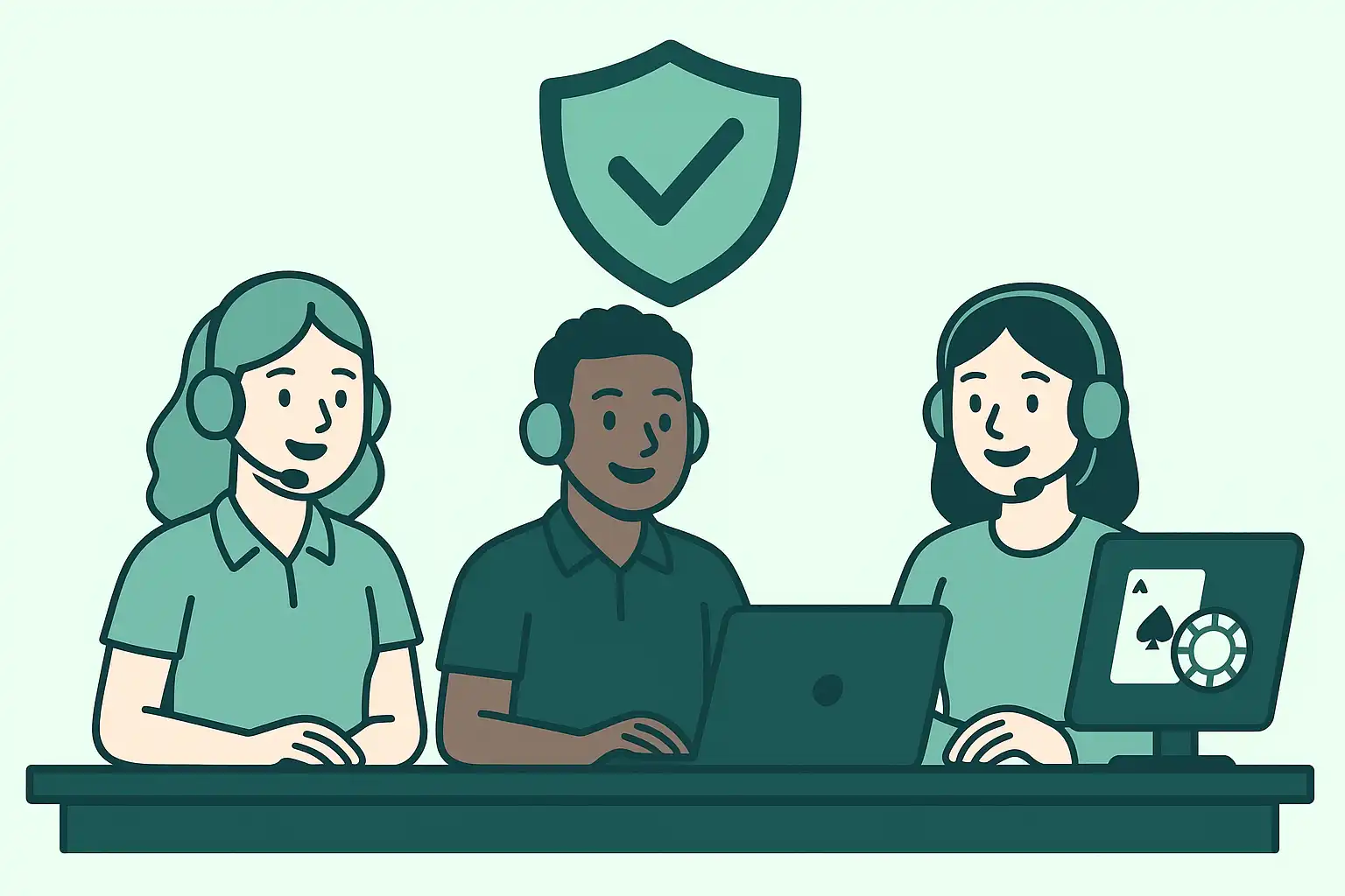 Rolldorado Casino team illustration representing fair play and player support