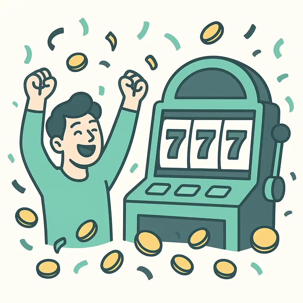 Player celebrating a big slot win on Rolldorado Casino